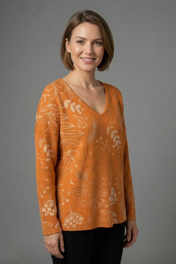 Women’s Top with V-Neck and Long Sleeves