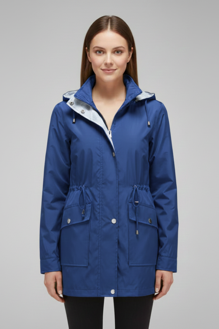Women’s Trench Coat with Hood and Zip