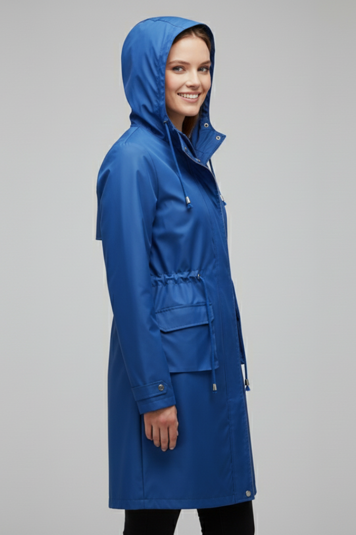 Women’s Trench Coat with Hood and Zip