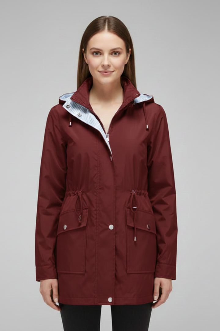 Women’s Trench Coat with Hood and Zip