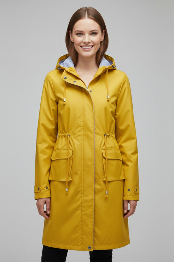Women’s Trench Coat with Hood and Zip