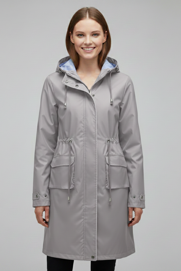 Women’s Trench Coat with Hood and Zip