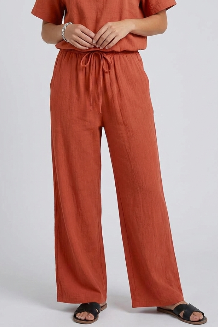 Women’s Trousers with Elastic Waist and Tie Belt
