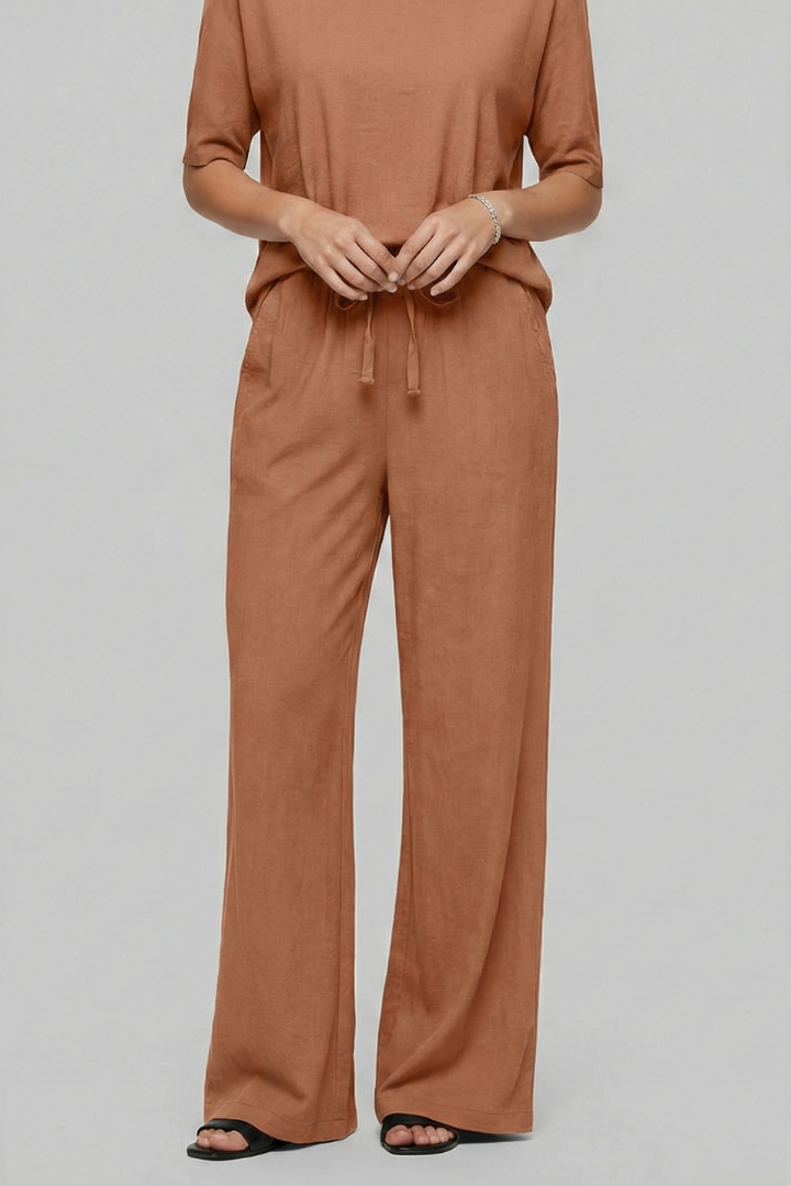 Women’s Trousers with Elastic Waist and Tie Belt