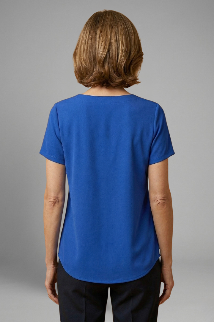 Women’s Tunic Top with Square Neck and Pleated Front