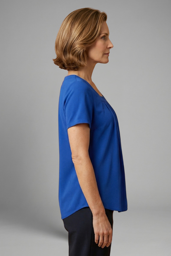 Women’s Tunic Top with Square Neck and Pleated Front