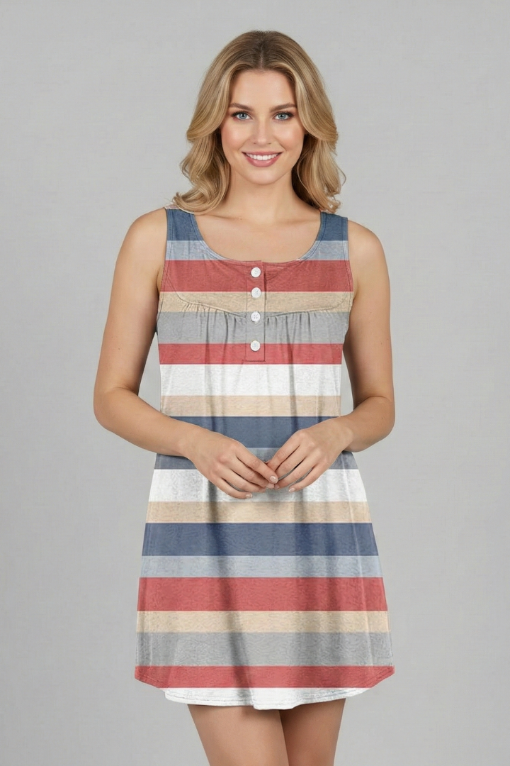 Women’s Tunic Top with V-Neck and Striped Print