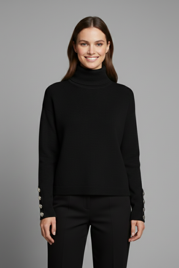 Women’s Turtleneck Jumper with Sleeve Buttons