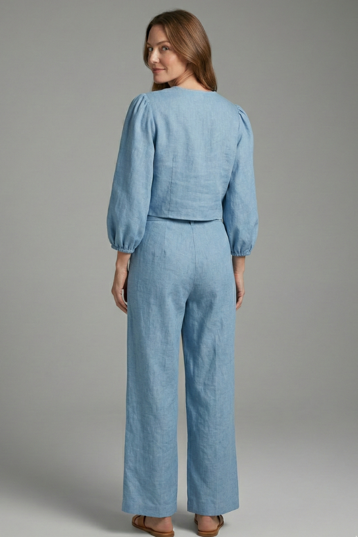 Women’s Two-Piece Set with-Up Top and Elastic Waist Skirt