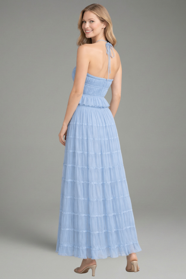 Women’s Two Piece Set with Halter Top and Maxi Skirt