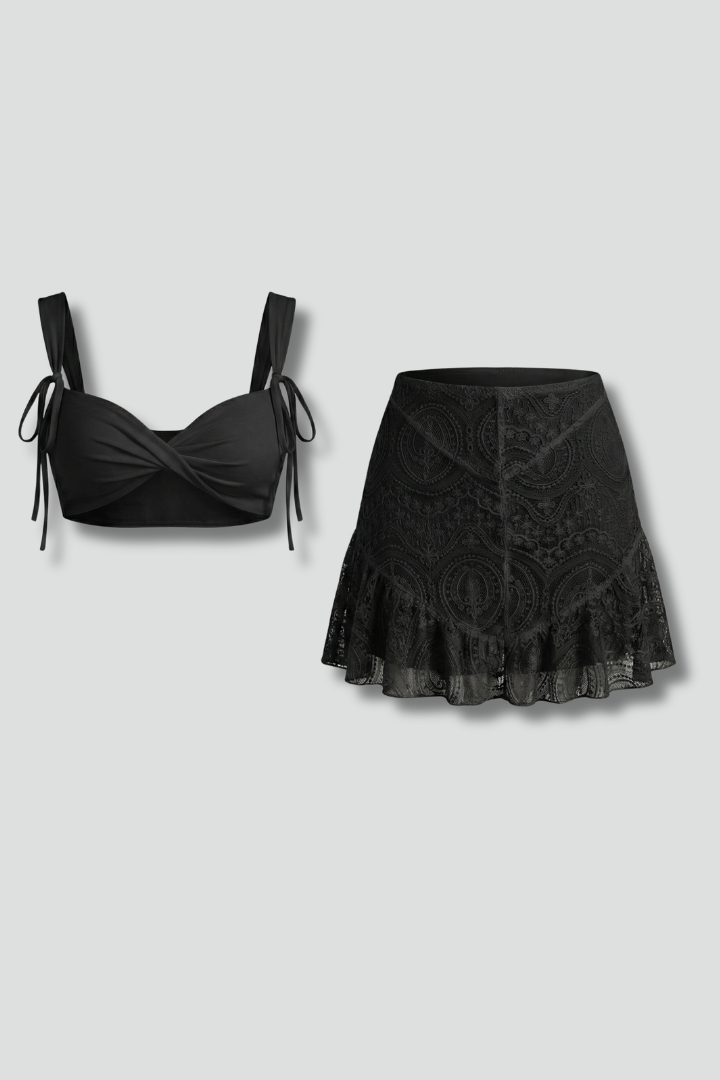 Women’s Two Piece Set with Strap Top and Skirt