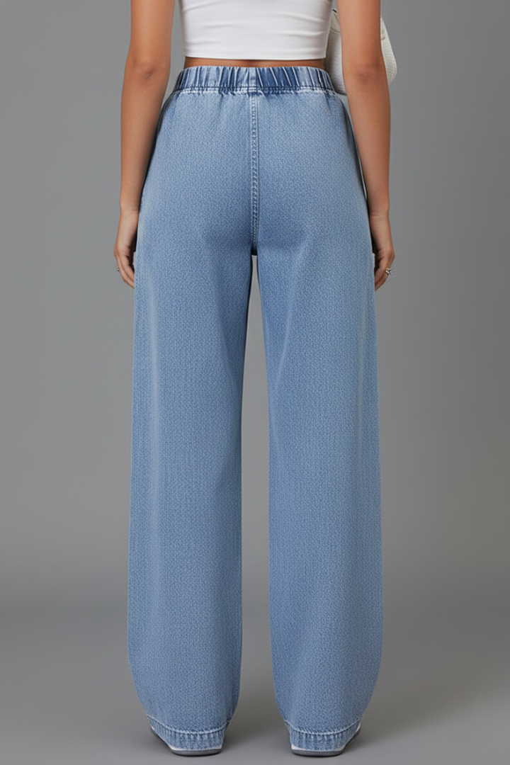 Women’s Wide-Leg Trousers with Elastic Waist and Pockets