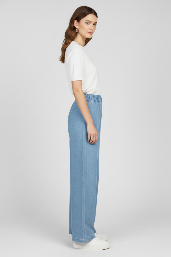 Women’s Wide Leg Jeans with Button Fly and Side Pockets