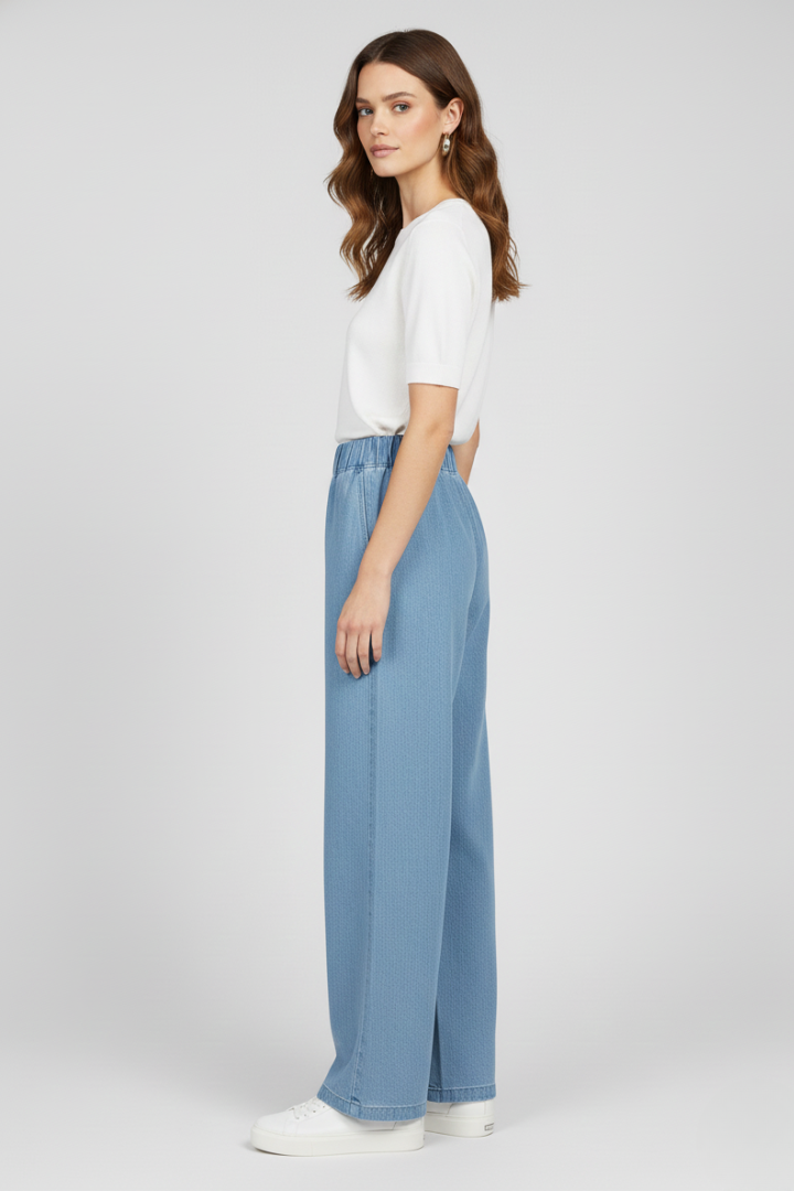 Women’s Wide Leg Jeans with Button Fly and Side Pockets