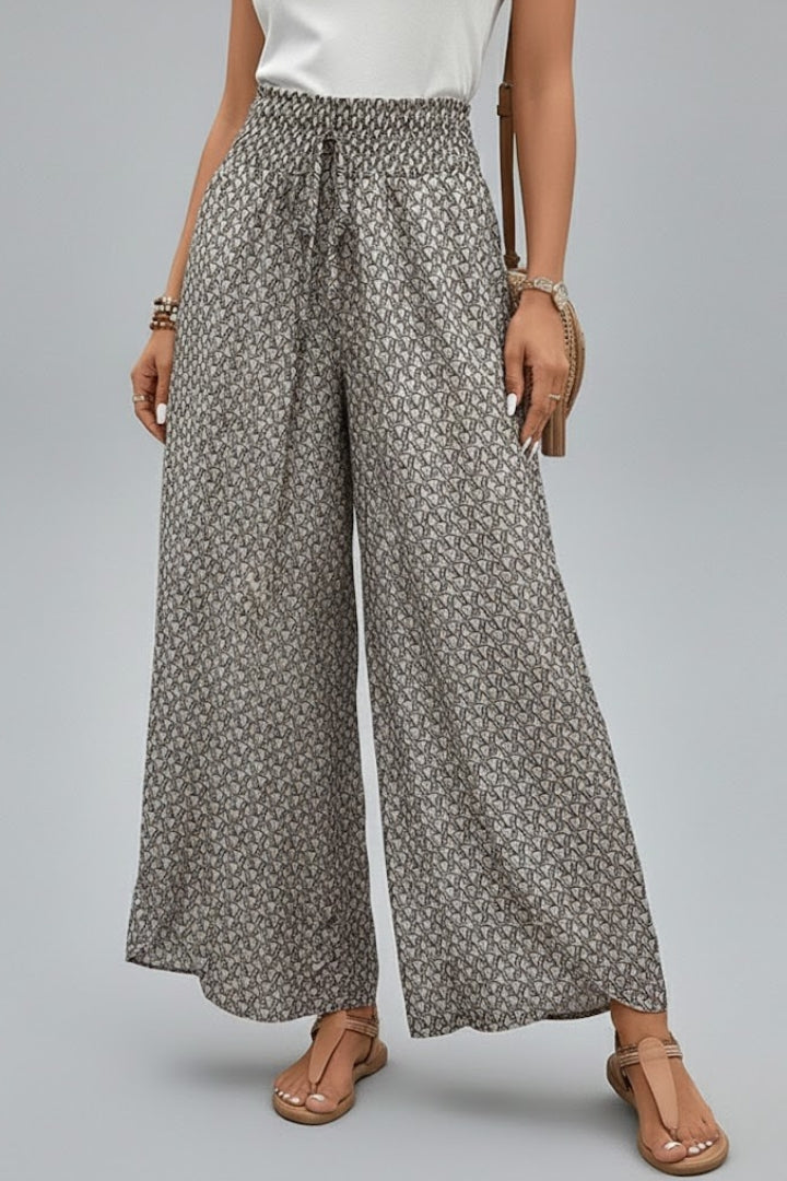 Women’s Wide Leg Pants with Printed Surface