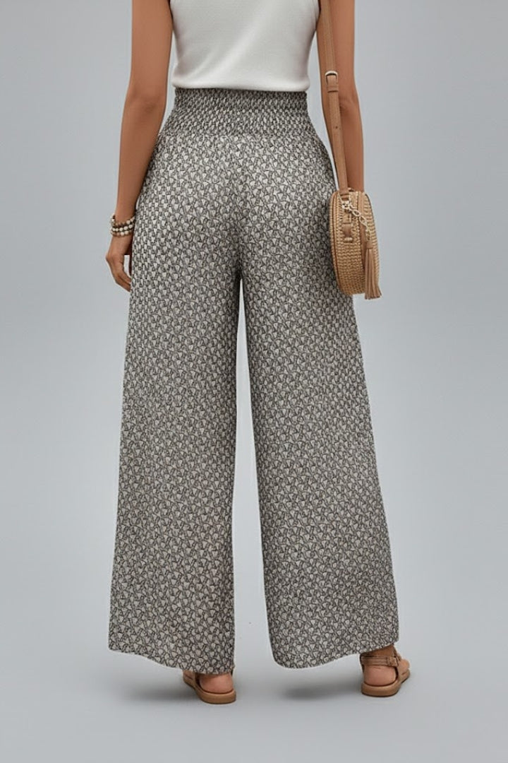 Women’s Wide Leg Pants with Printed Surface