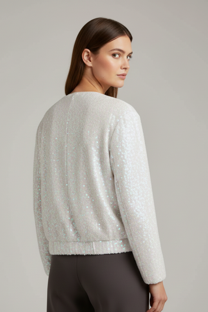 Women’s Zip Jacket with Round Neckline and Textured Surface