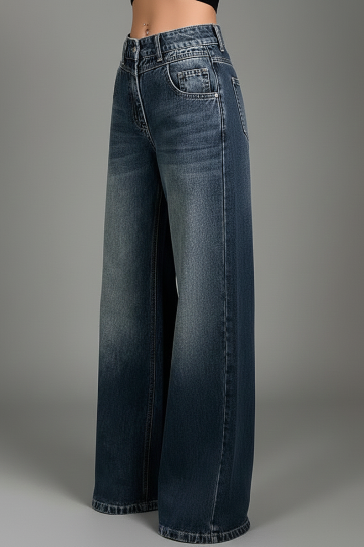 Women’s Trousers with Mid Waist and Wide Leg