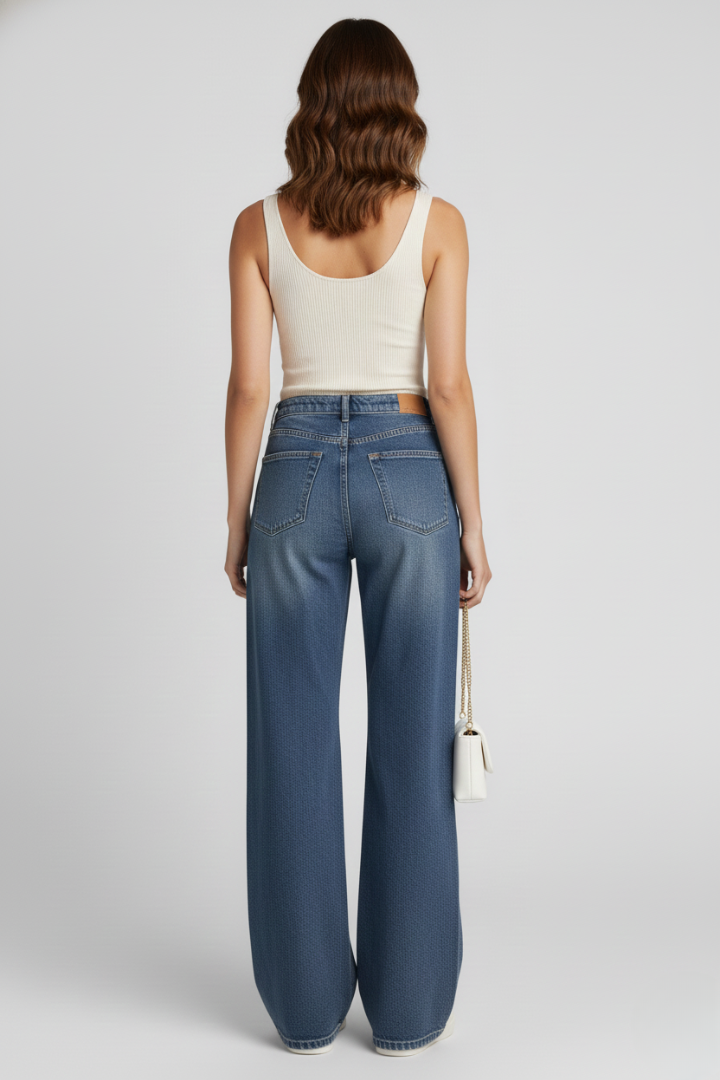 Women’s Wide-Leg Jeans with Pockets and Lining