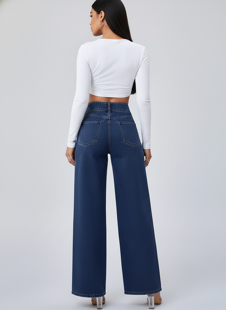 Women’s Wide-Leg Trousers with Button Closure and Medium Stretch