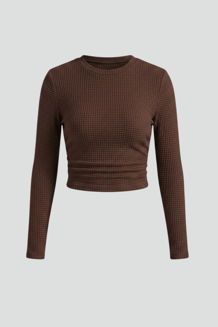women’s Long Sleeve Crop Top in Textured by Heidi-Mode
